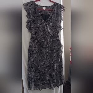 A New Day Black and White Floral Midi Dress